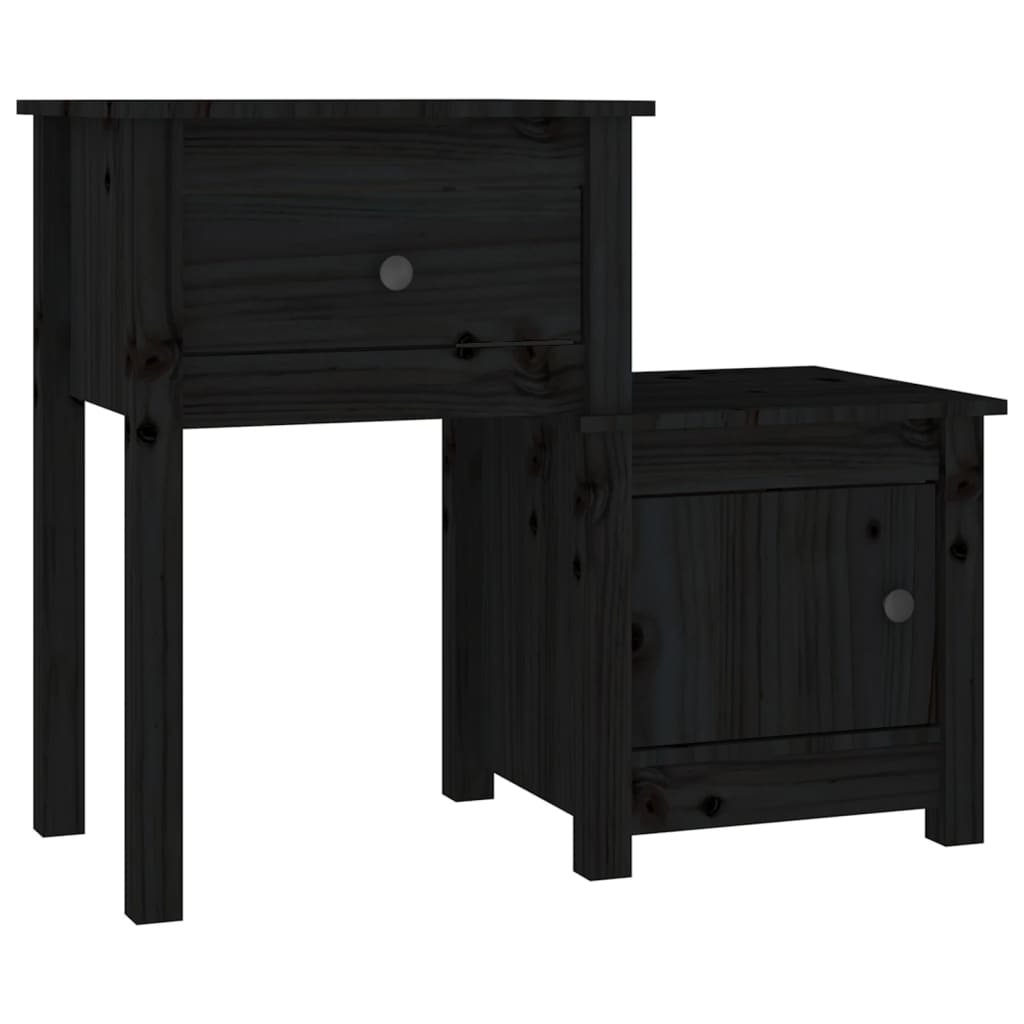 Noptiere, 2 buc., negru, 79,5x38x65,5 cm, lemn masiv de pin GartenMobel Dekor