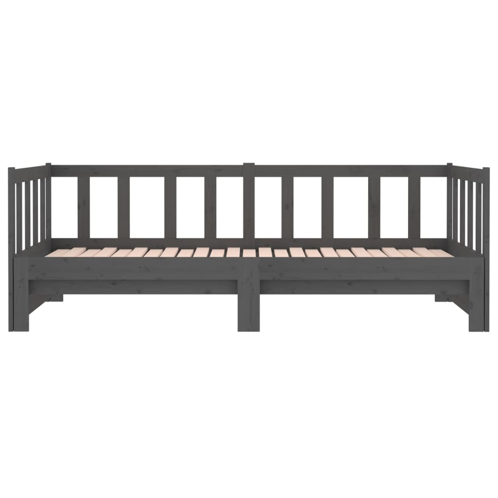 Pat de zi extensibil, gri, 2x(90x190) cm, lemn masiv de pin GartenMobel Dekor