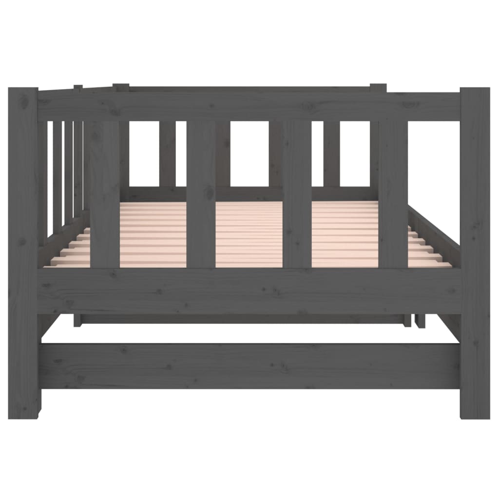 Pat de zi extensibil, gri, 2x(90x190) cm, lemn masiv de pin GartenMobel Dekor