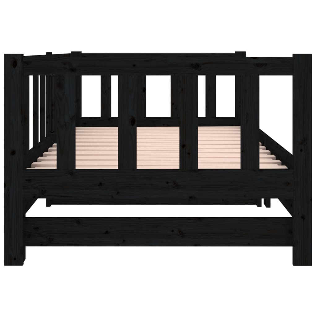 Pat de zi extensibil, negru, 2x(90x190) cm, lemn masiv de pin GartenMobel Dekor