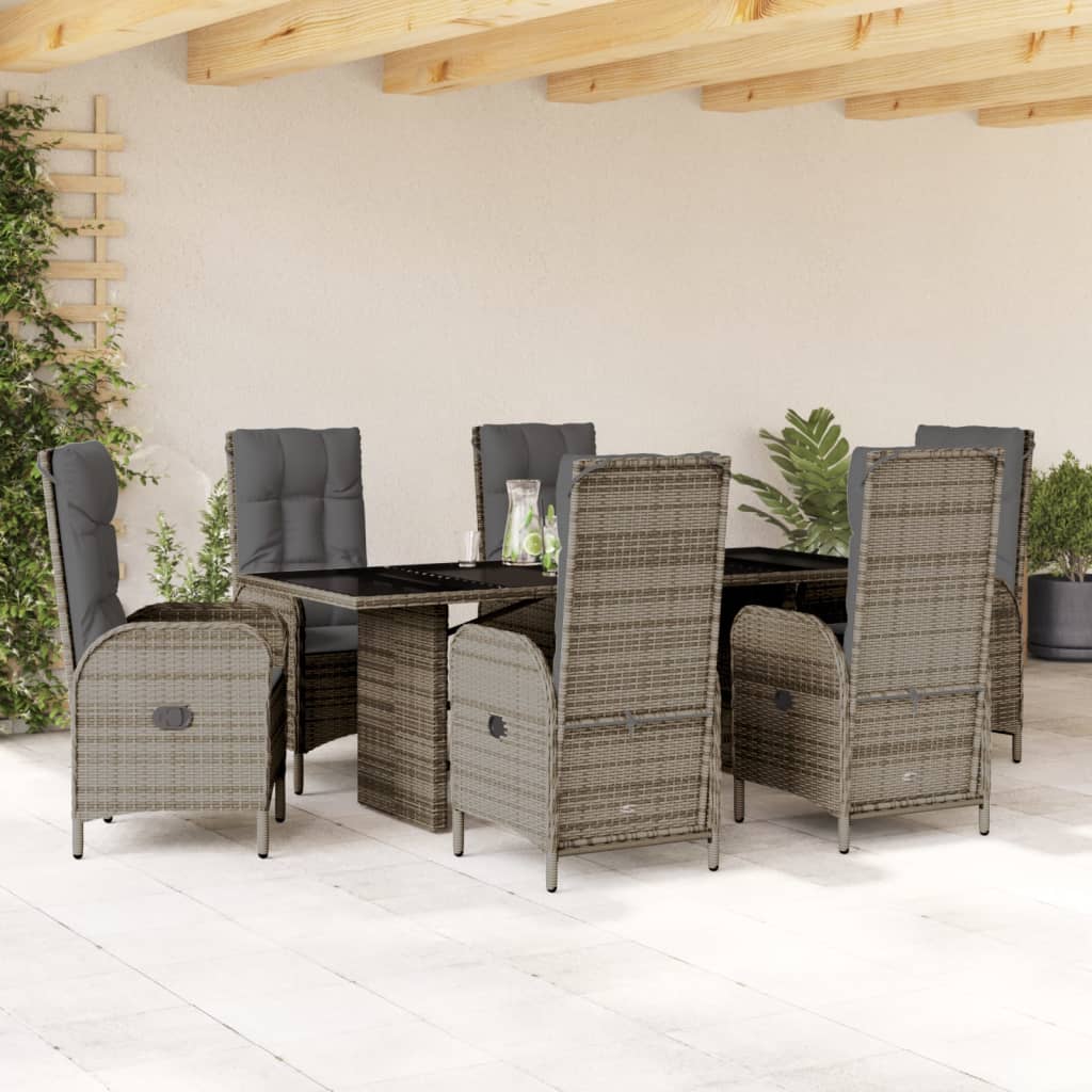 Set mobilier de grădină cu perne, 7 piese, gri, poliratan GartenMobel Dekor