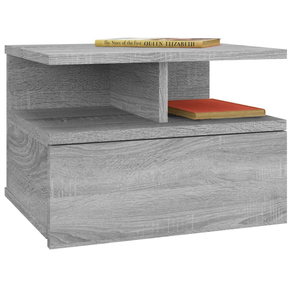 Noptiere plutitoare 2 buc. gri sonoma 40x31x27 cm lemn GartenMobel Dekor