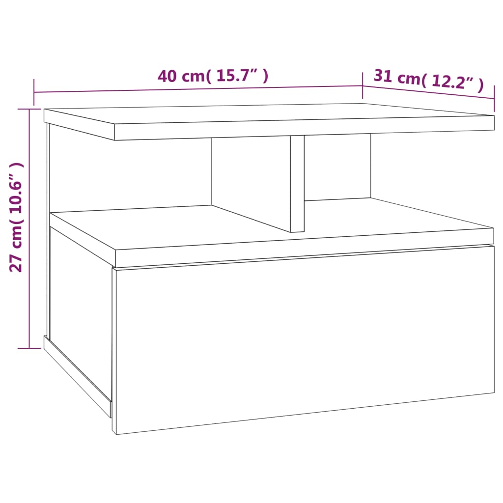 Noptiere plutitoare 2 buc. gri sonoma 40x31x27 cm lemn GartenMobel Dekor