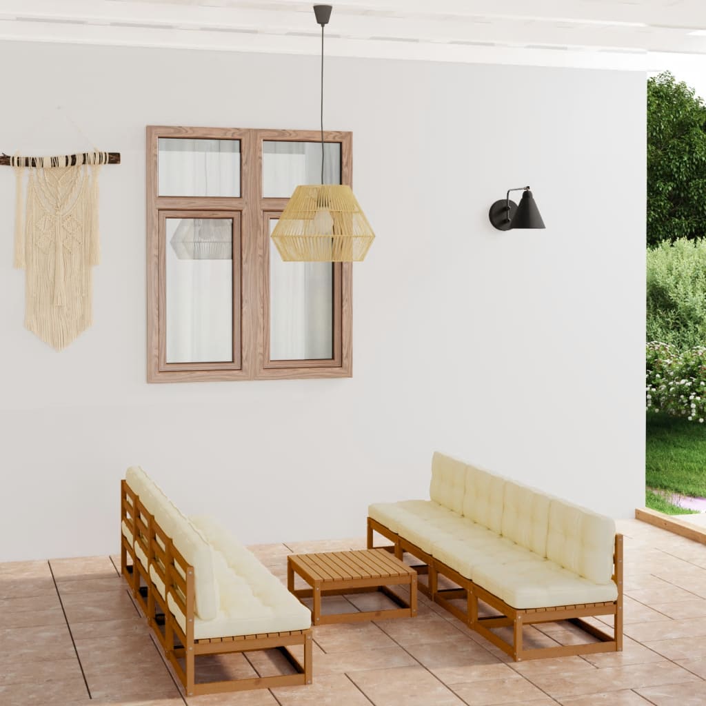 Set mobilier de grădină cu perne, 9 piese, lemn masiv de pin GartenMobel Dekor