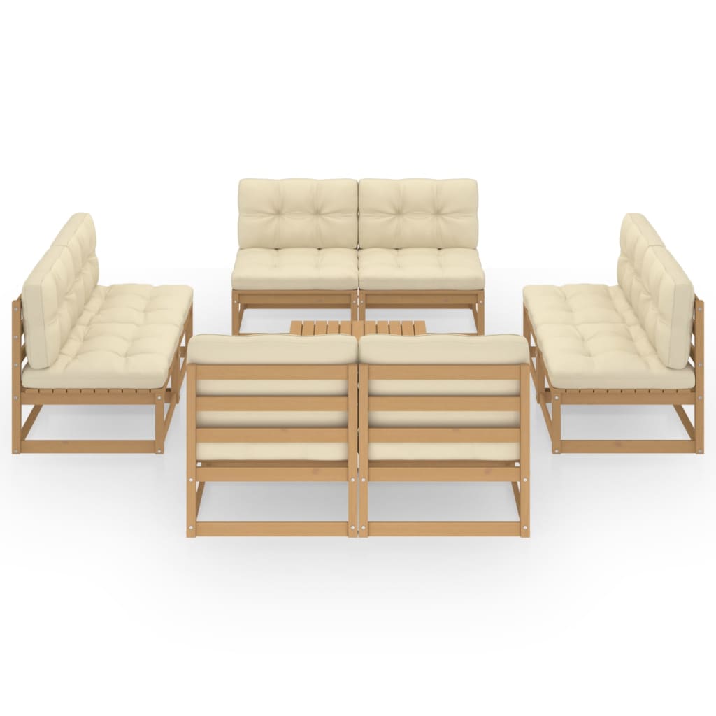 Set mobilier de grădină cu perne, 9 piese, lemn masiv de pin GartenMobel Dekor