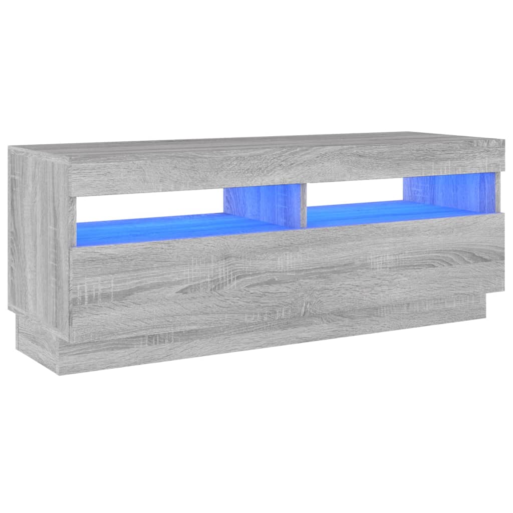 Comodă TV cu lumini LED, gri sonoma, 100x35x40 cm GartenMobel Dekor