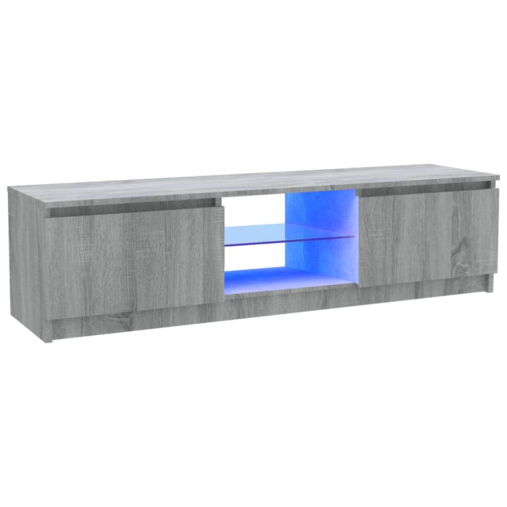 Comodă TV cu lumini LED, gri sonoma, 120x30x35,5 cm GartenMobel Dekor