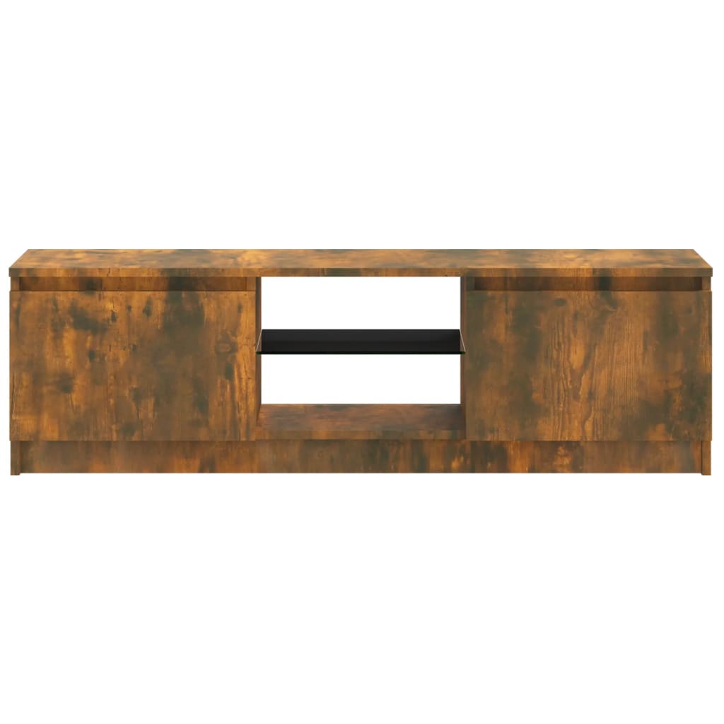 Comodă TV cu lumini LED, stejar fumuriu, 120x30x35,5 cm GartenMobel Dekor