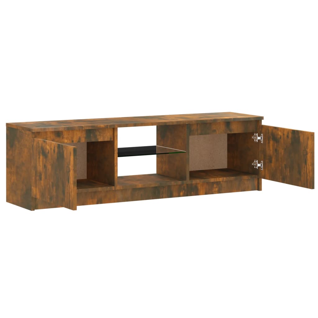 Comodă TV cu lumini LED, stejar fumuriu, 120x30x35,5 cm GartenMobel Dekor