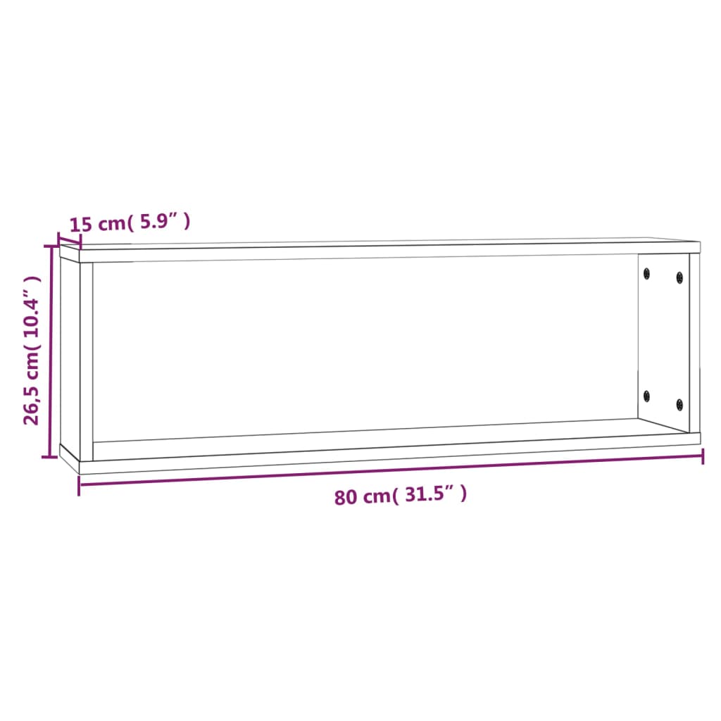 Rafturi de perete cub, 4 buc. stejar fumuriu 80x15x26,5 cm lemn GartenMobel Dekor