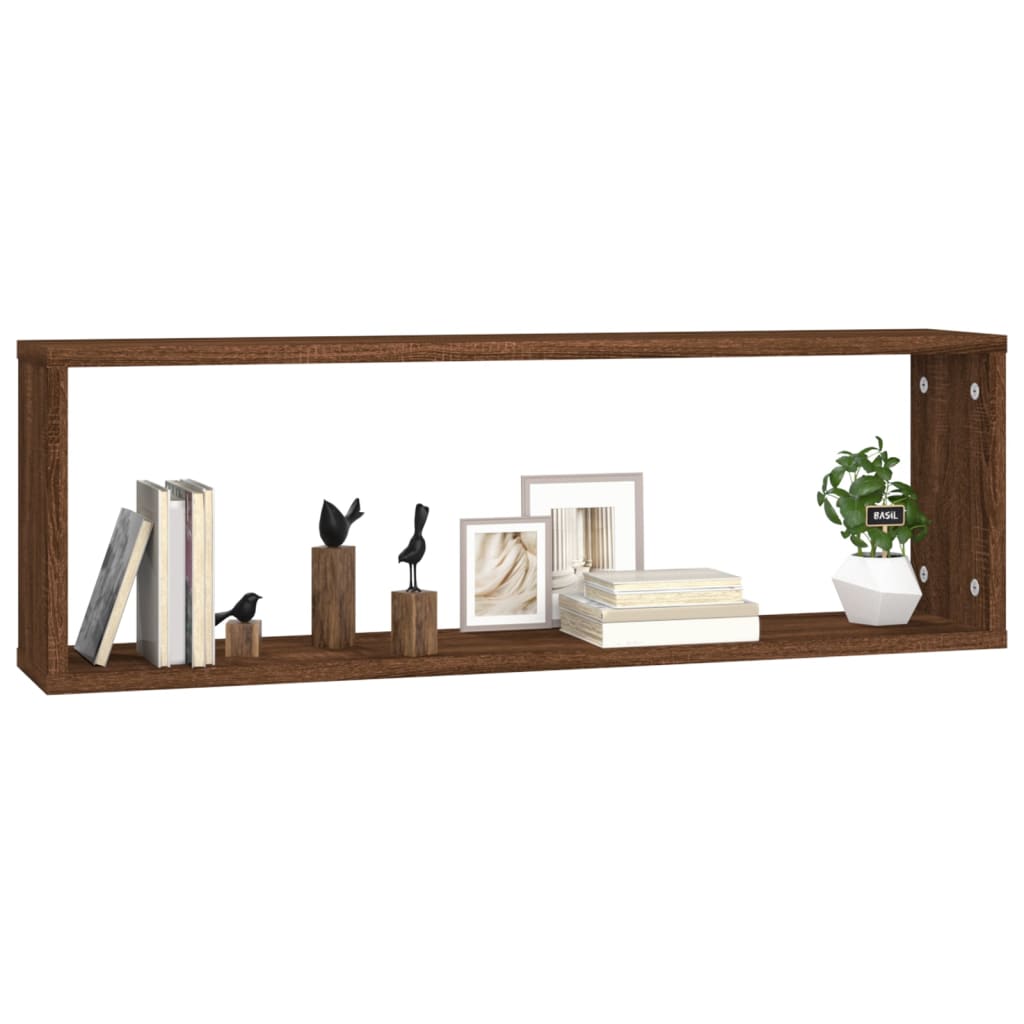 Rafturi de perete cub, 4 buc. stejar maro, 80x15x26,5 cm, lemn GartenMobel Dekor