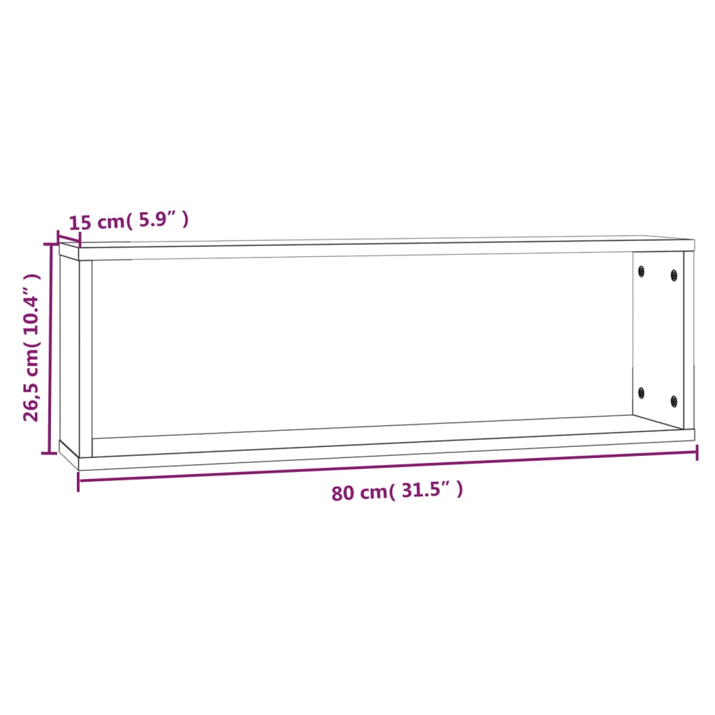Rafturi de perete cub, 4 buc. stejar maro, 80x15x26,5 cm, lemn GartenMobel Dekor