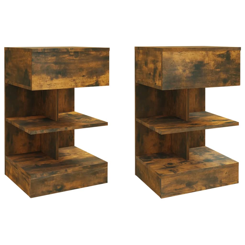 Noptiere, 2 buc., stejar fumuriu, 40x35x65 cm, lemn prelucrat GartenMobel Dekor