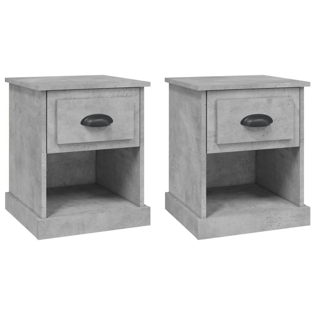 Noptiere, 2 buc, gri beton, 39x39x47,5 cm, lemn prelucrat GartenMobel Dekor
