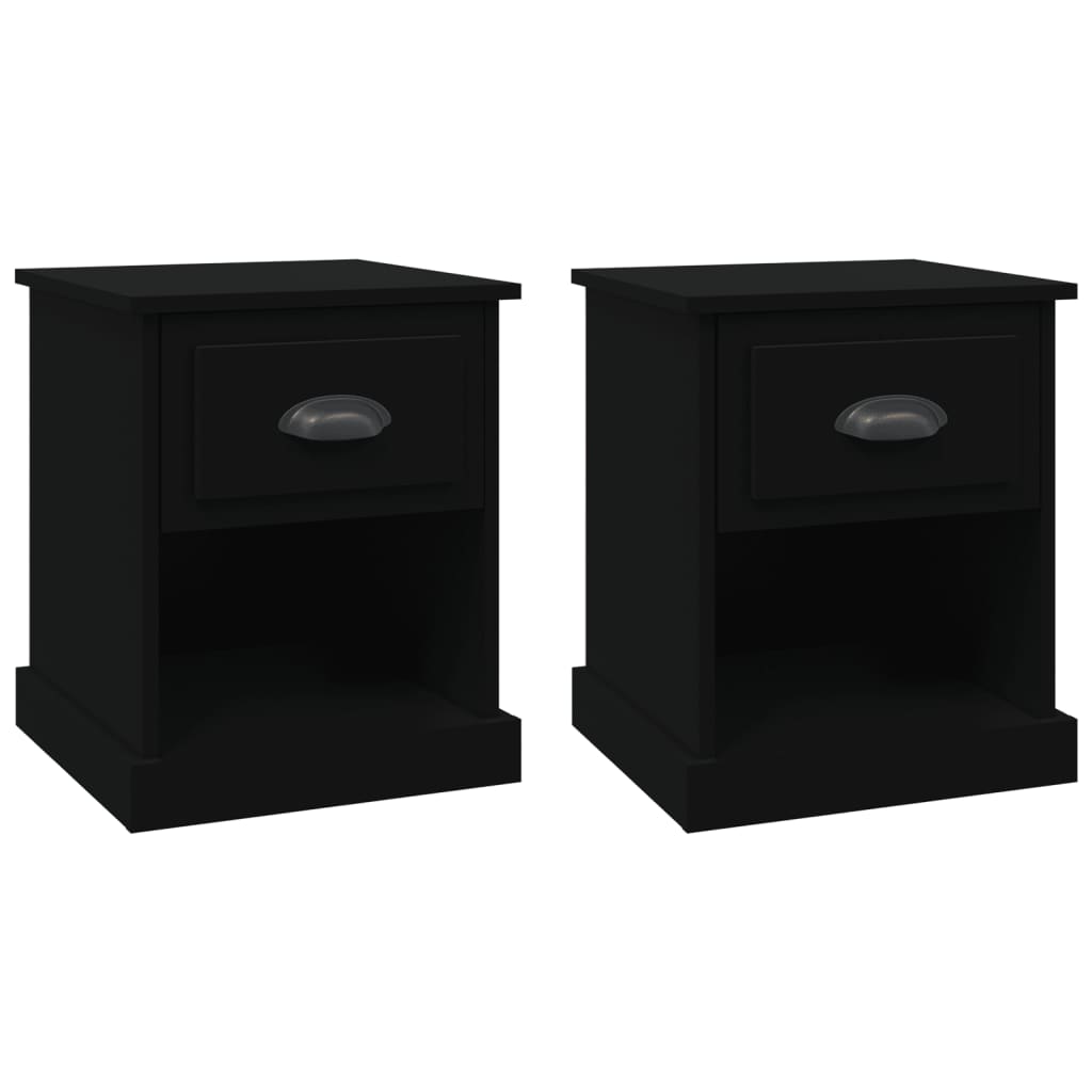 Noptiere, 2 buc, negru, 39x39x47,5 cm, lemn prelucrat GartenMobel Dekor