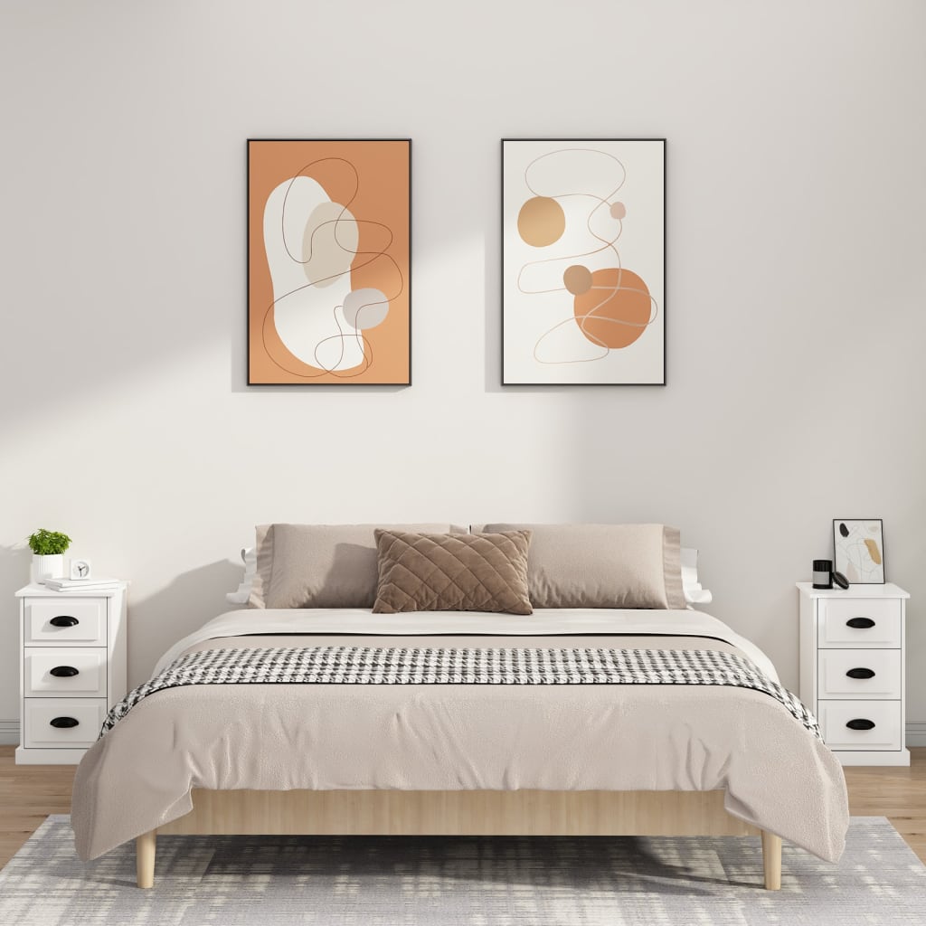 Noptieră, alb extralucios, 39x39x67 cm, lemn prelucrat GartenMobel Dekor