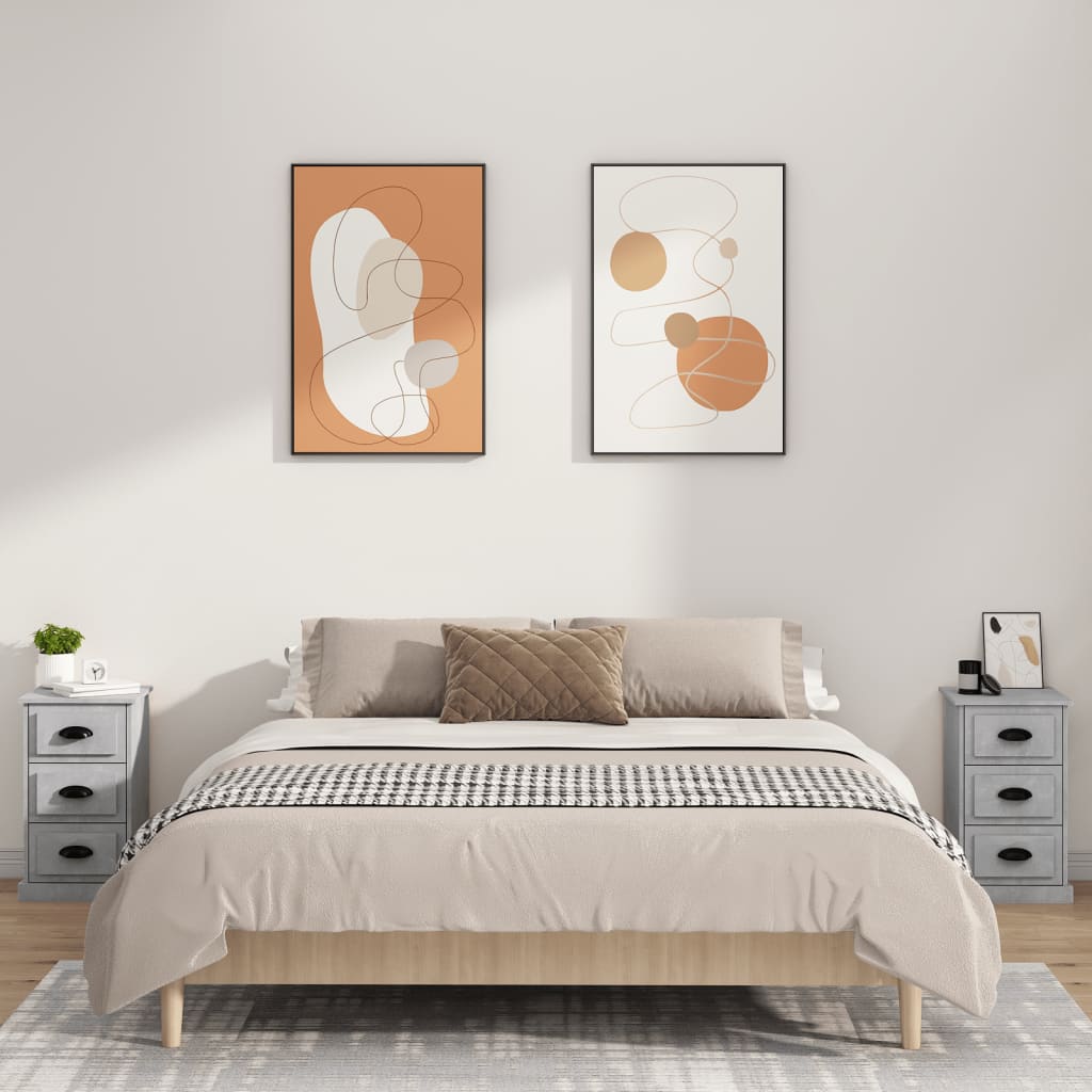 Noptieră, gri beton, 39x39x67 cm, lemn prelucrat GartenMobel Dekor