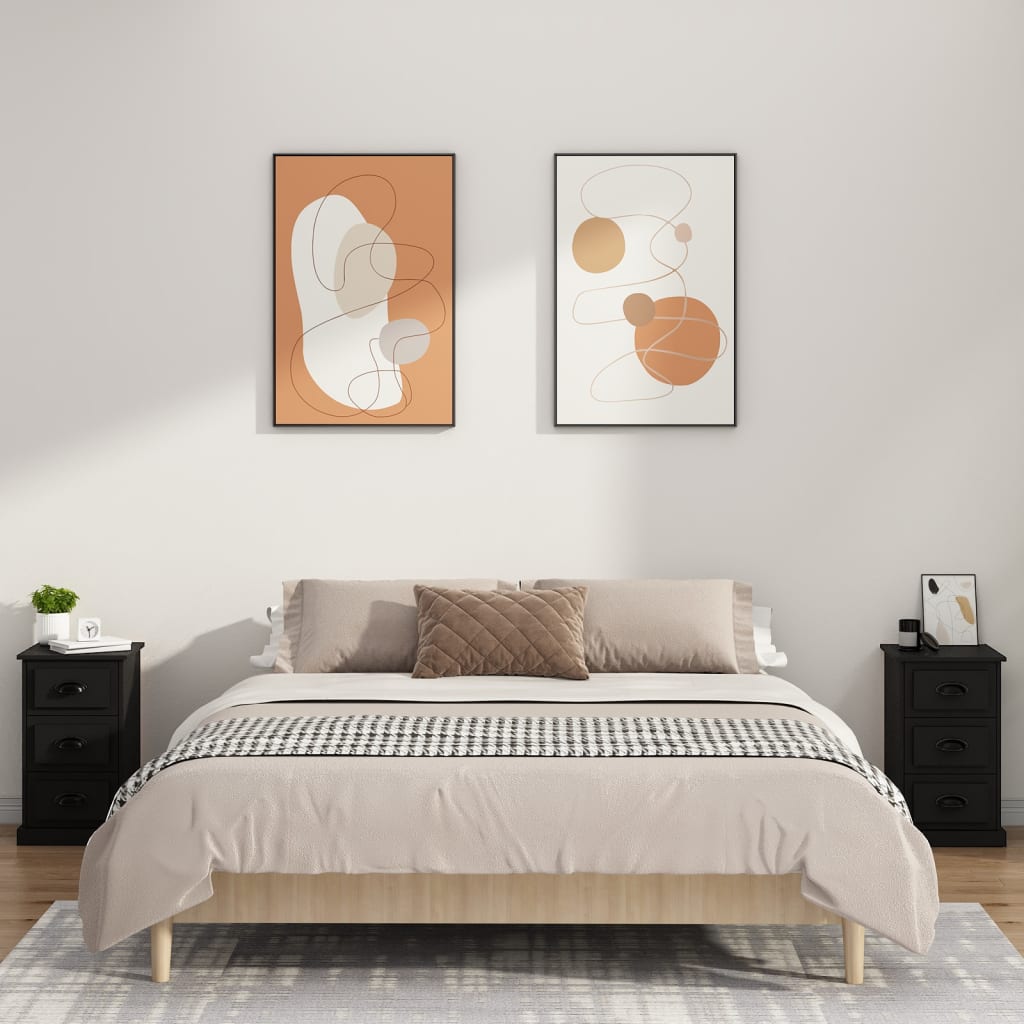 Noptieră, negru, 39x39x67 cm, lemn prelucrat GartenMobel Dekor