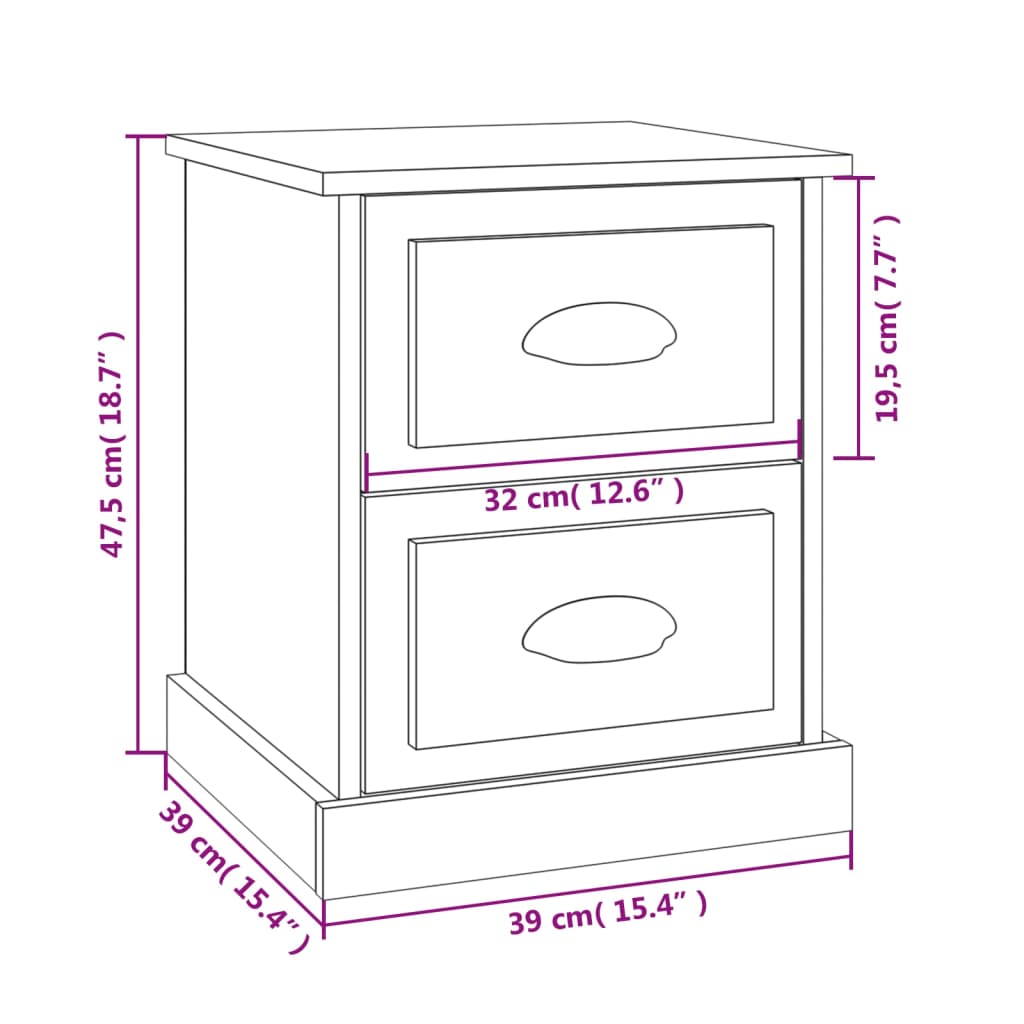 Noptiere, 2 buc., stejar afumat, 39x39x47,5 cm, lemn prelucrat GartenMobel Dekor
