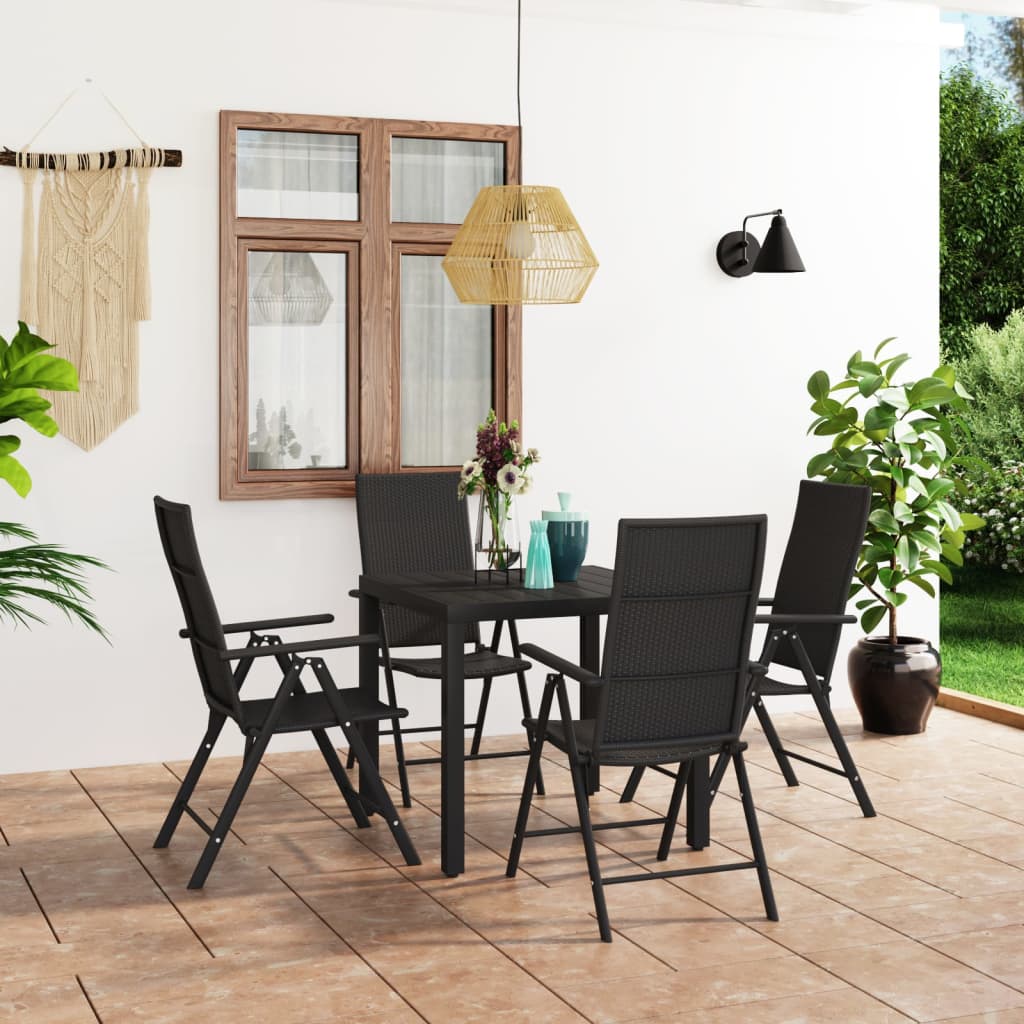 Set de masă pentru grădină, 5 piese, negru GartenMobel Dekor