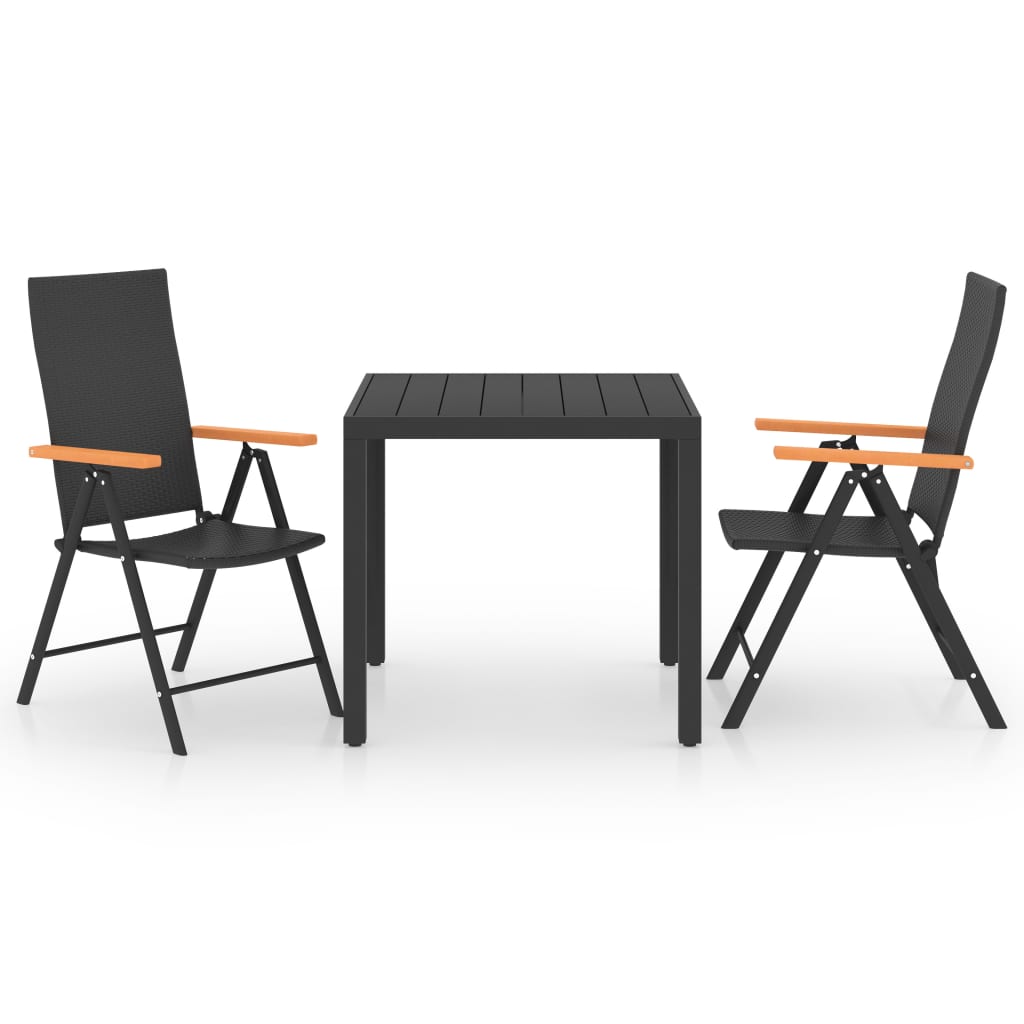Set mobilier de grădină, 3 piese, negru și maro GartenMobel Dekor