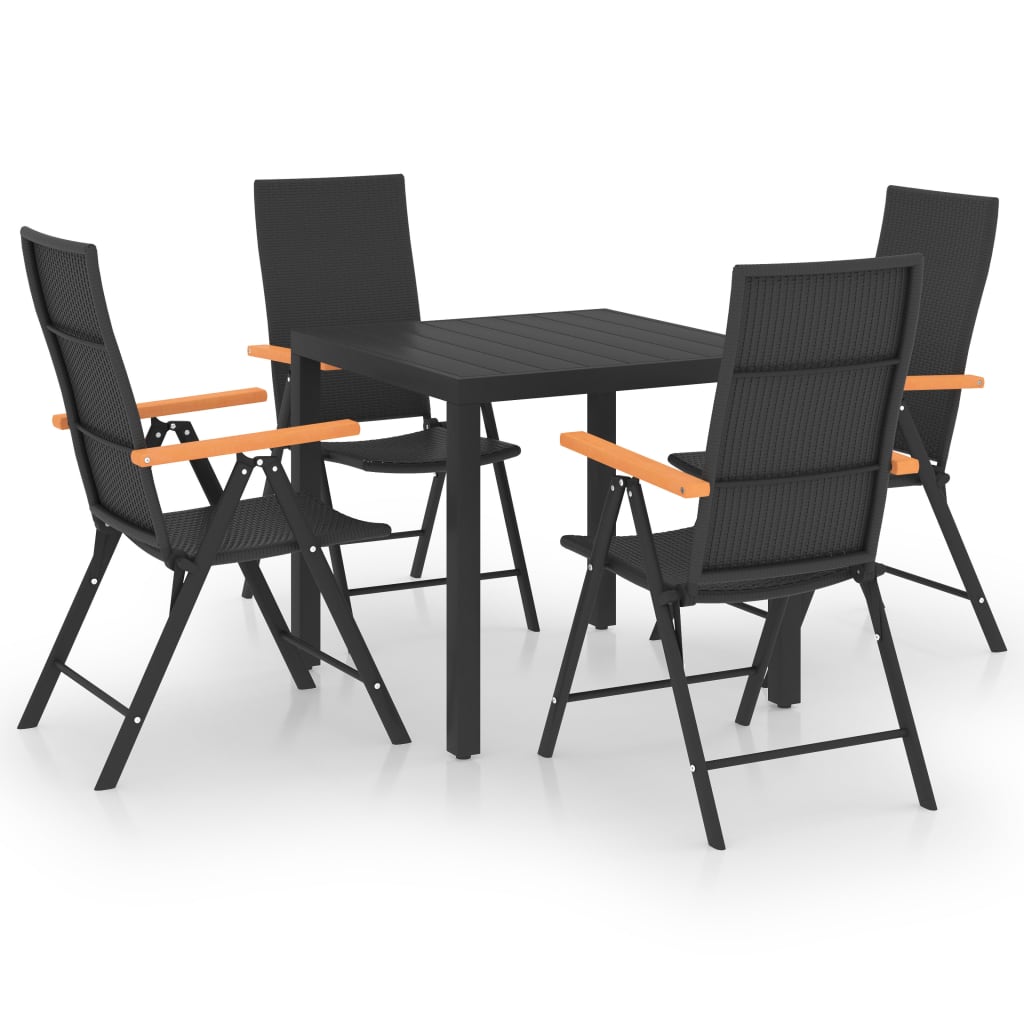 Set mobilier de grădină, 5 piese, negru și maro GartenMobel Dekor