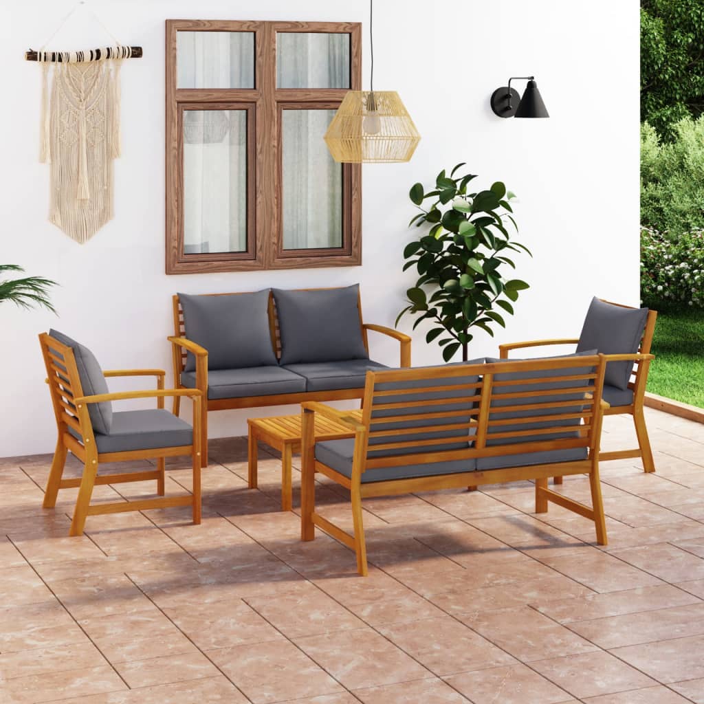 Set mobilier de grădină cu perne, 5 piese, lemn masiv acacia GartenMobel Dekor