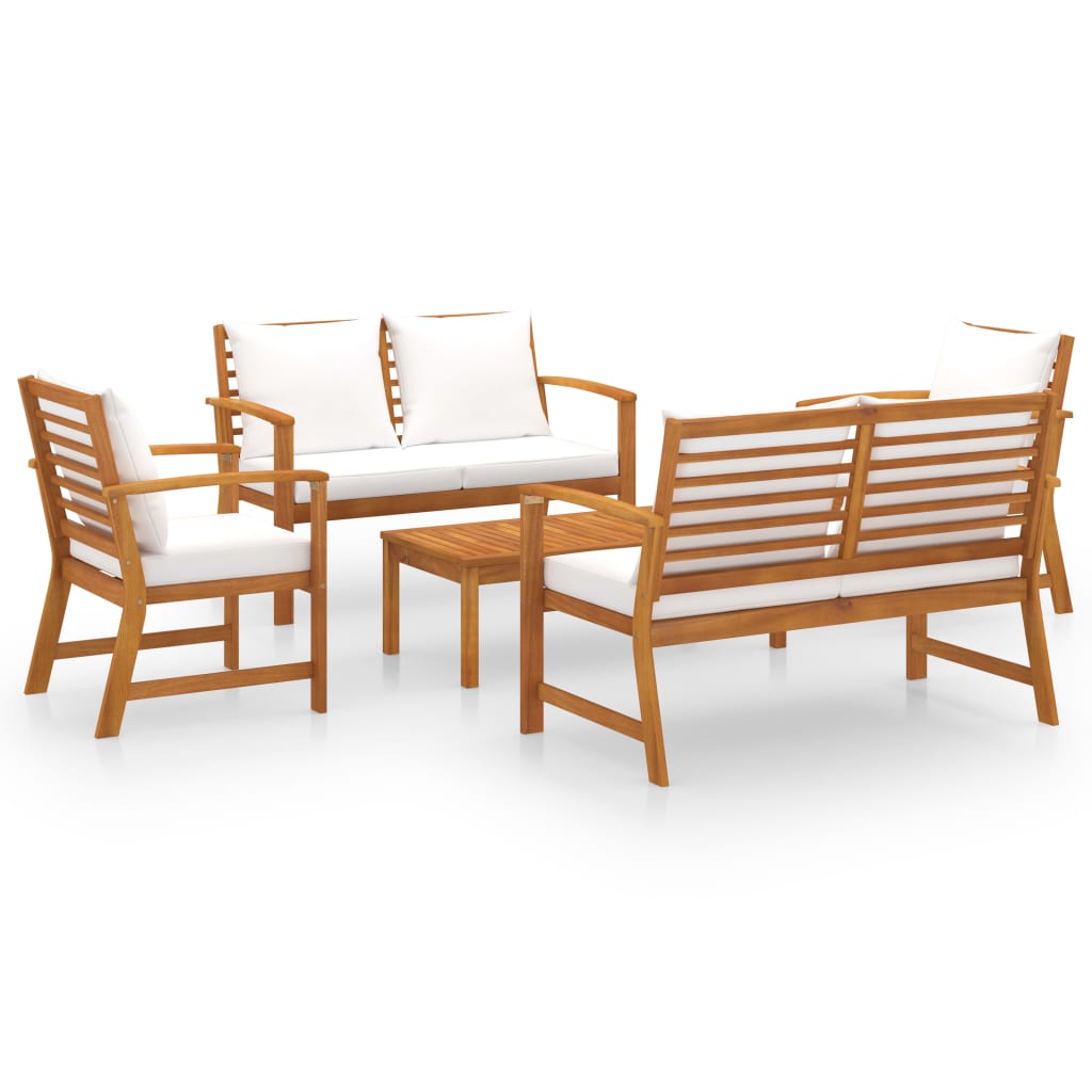 Set mobilier de grădină cu perne, 5 piese, lemn masiv acacia GartenMobel Dekor