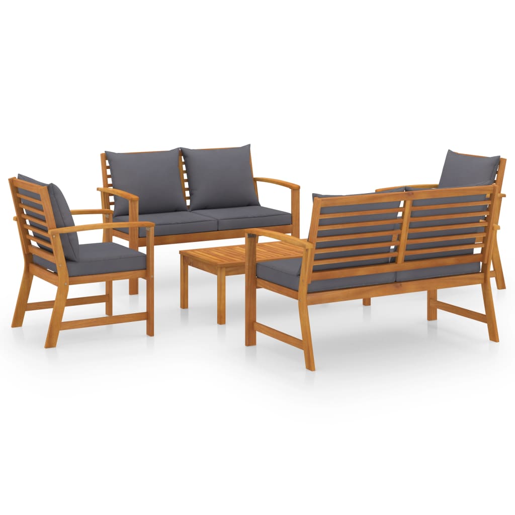 Set mobilier de grădină cu perne, 5 piese, lemn masiv acacia GartenMobel Dekor