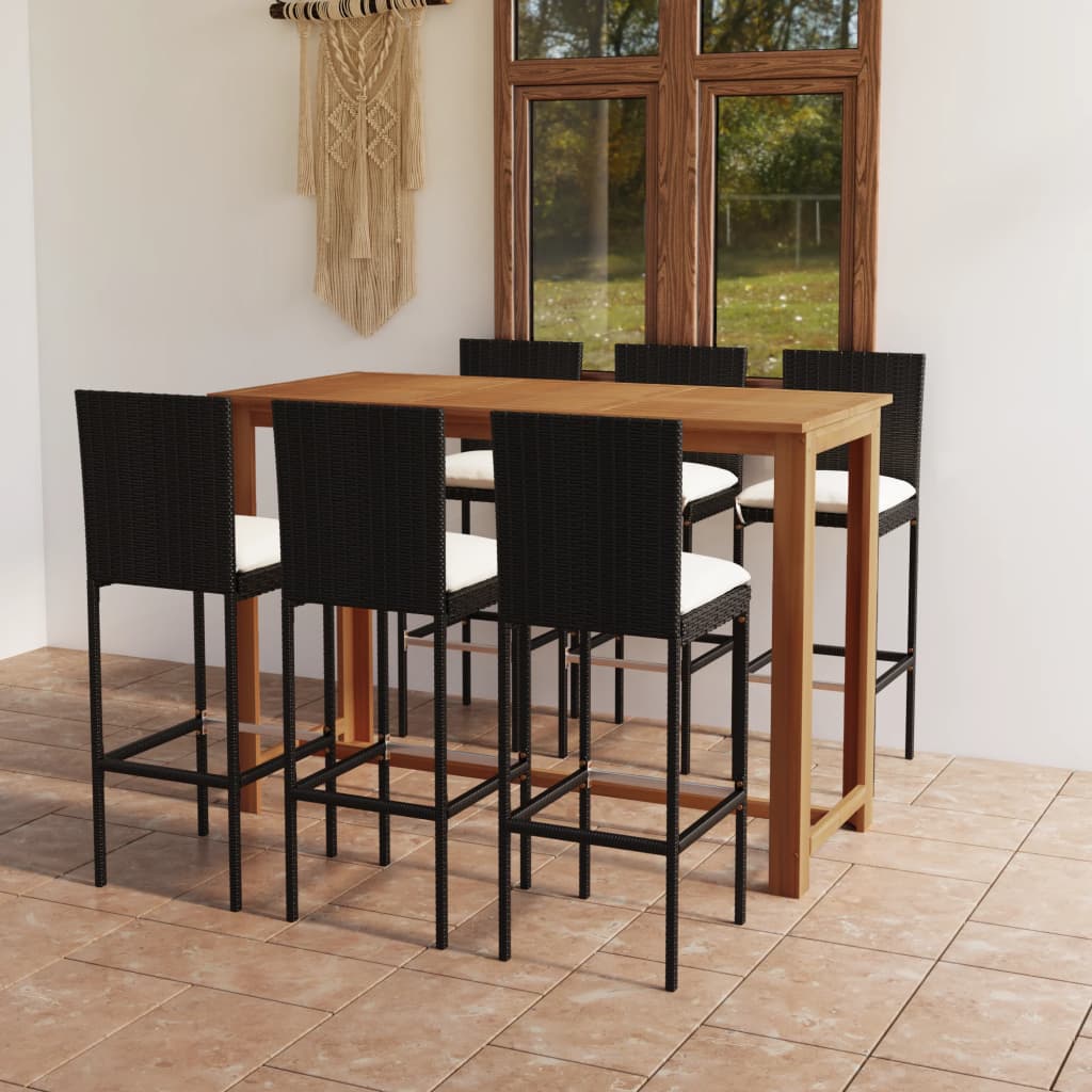 Set mobilier bar de grădină cu perne, 7 piese, negru GartenMobel Dekor