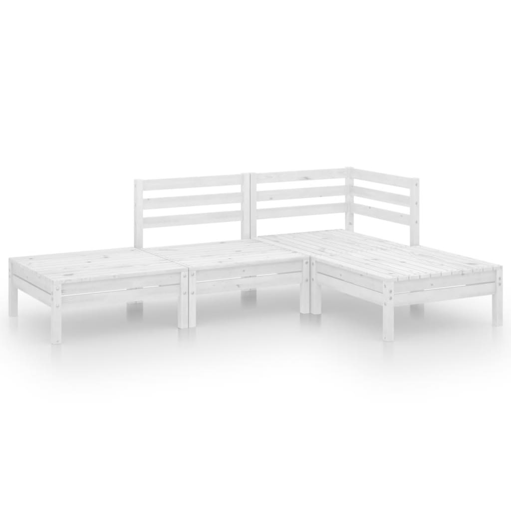 Set mobilier de grădină, 4 piese, alb, lemn masiv de pin GartenMobel Dekor