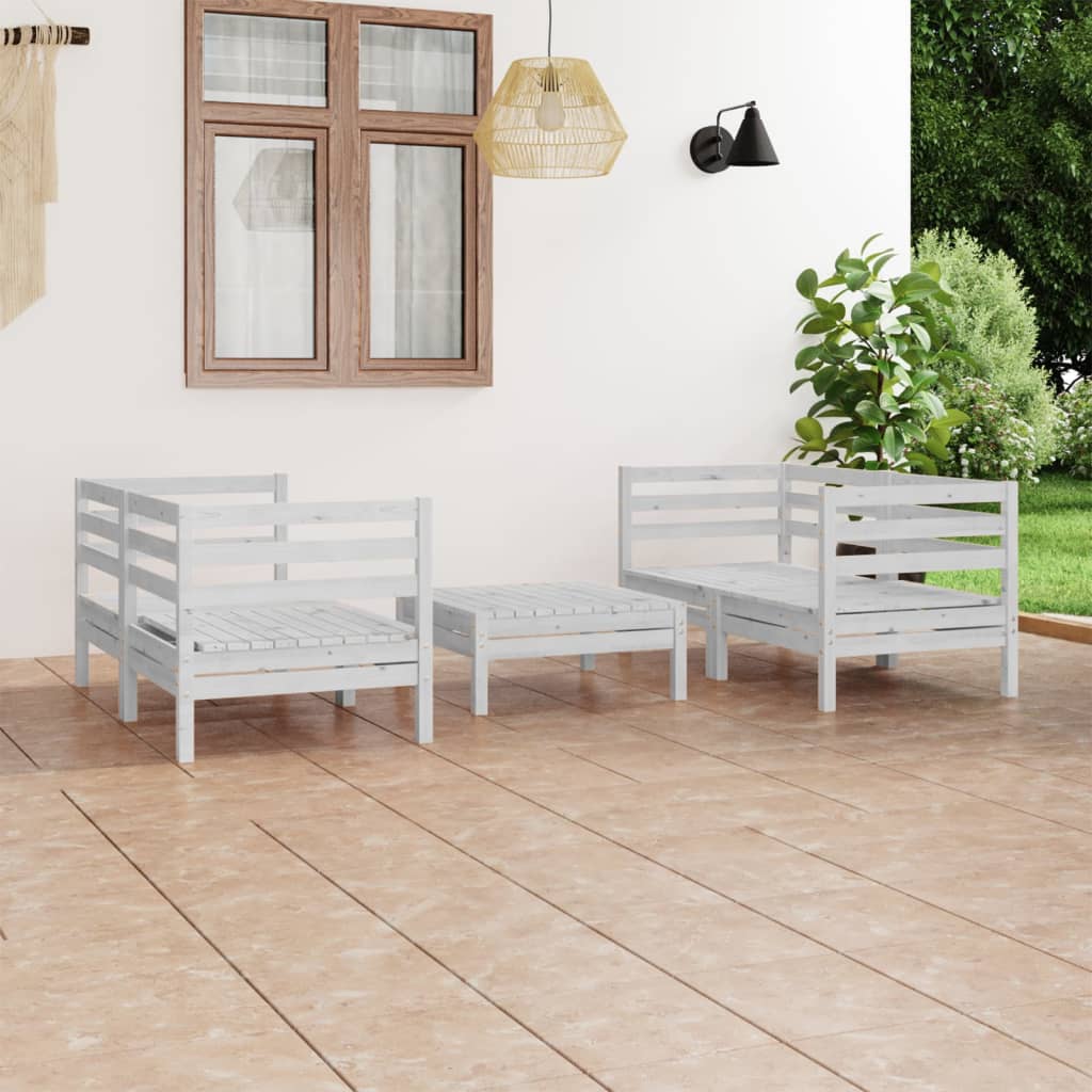 Set mobilier de grădină, 5 piese, alb, lemn masiv de pin GartenMobel Dekor