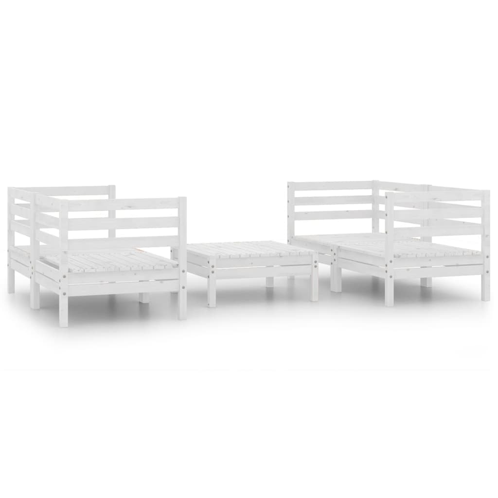 Set mobilier de grădină, 5 piese, alb, lemn masiv de pin GartenMobel Dekor