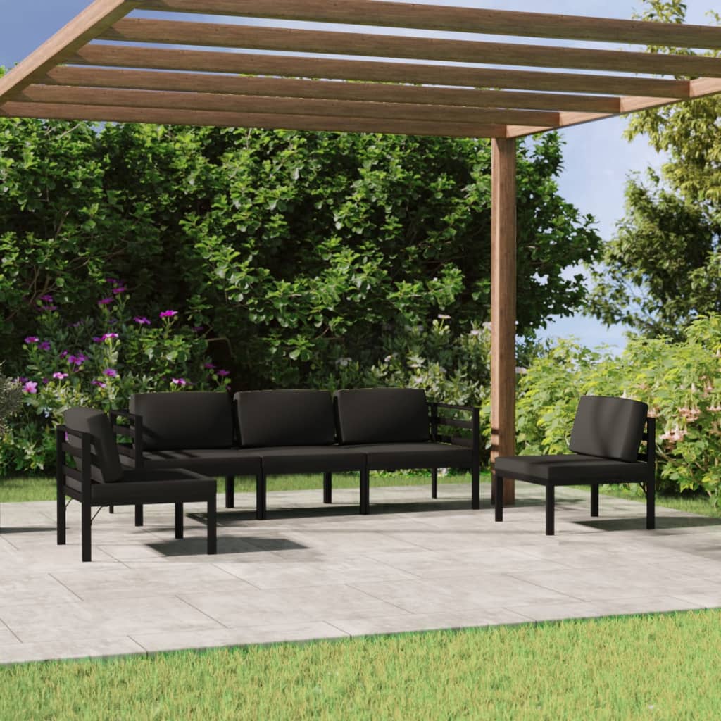 Set mobilier de grădină cu perne, 5 piese, antracit, aluminiu GartenMobel Dekor