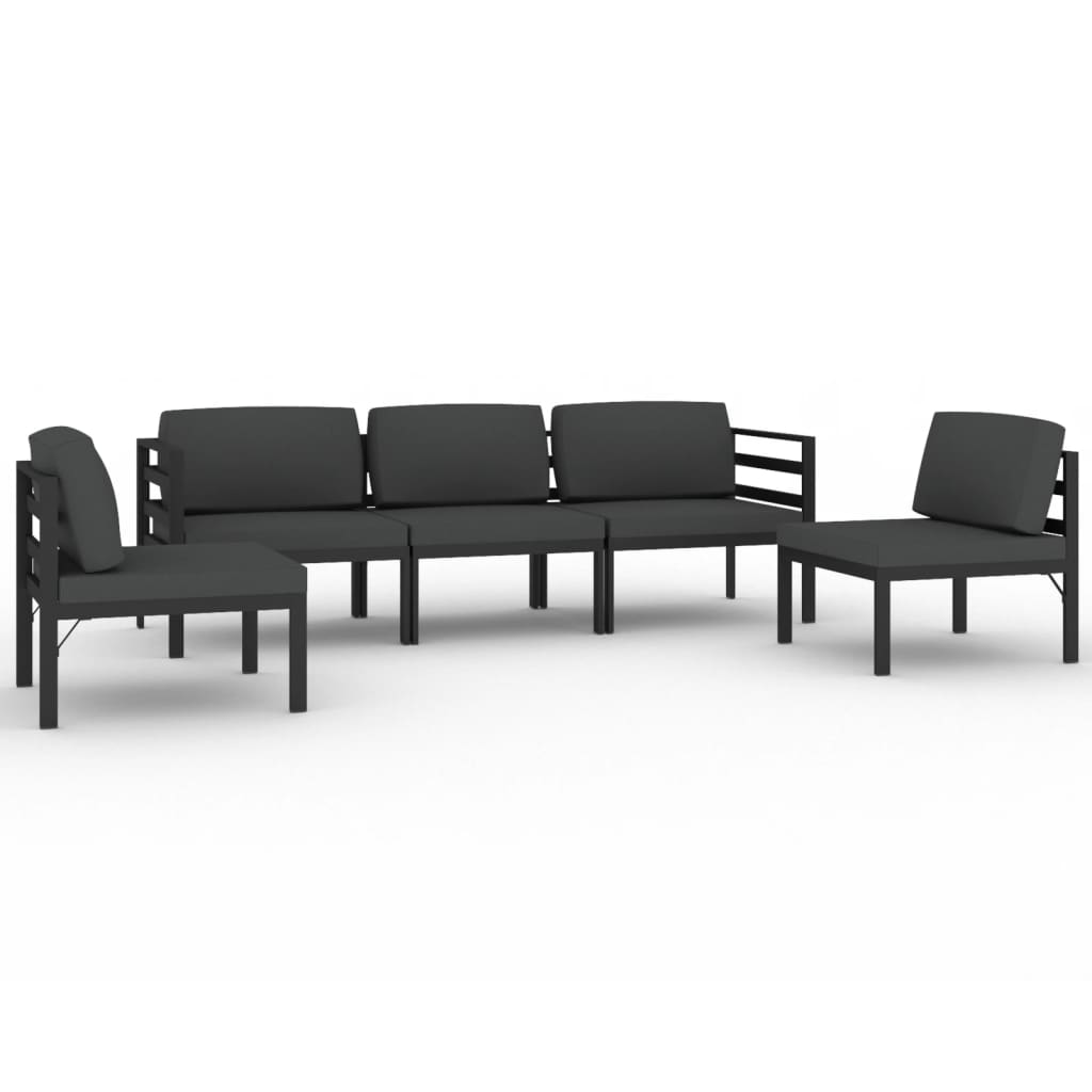 Set mobilier de grădină cu perne, 5 piese, antracit, aluminiu GartenMobel Dekor