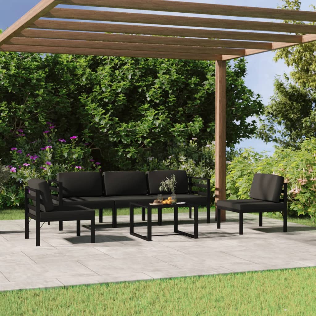 Set mobilier de grădină cu perne, 6 piese, antracit, aluminiu GartenMobel Dekor