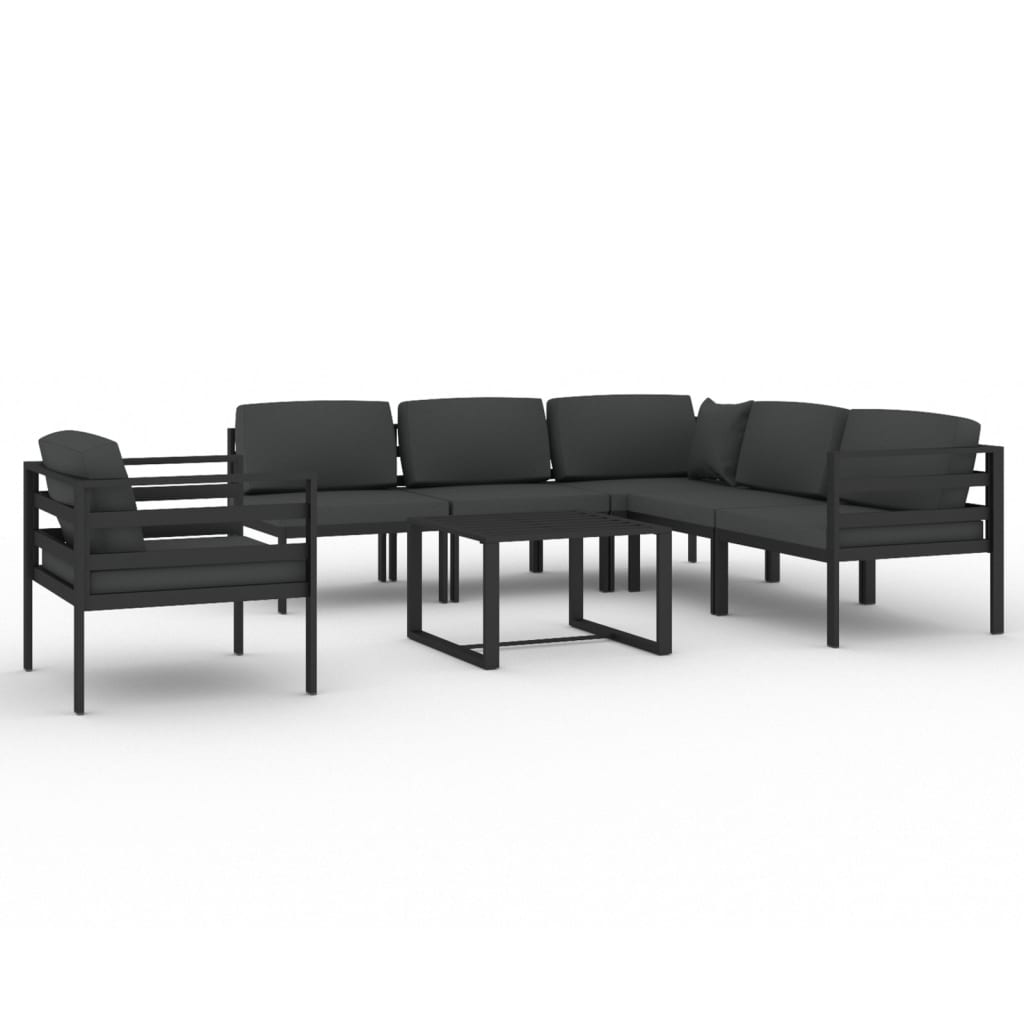 Set mobilier de grădină cu perne, 7 piese, antracit, aluminiu GartenMobel Dekor