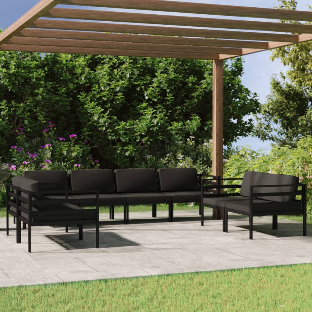 Set mobilier de grădină cu perne, 8 piese, antracit, aluminiu GartenMobel Dekor