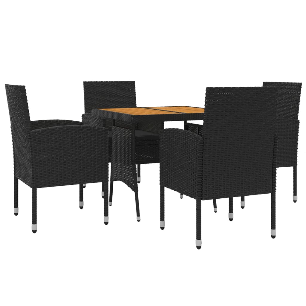 Set mobilier de exterior, 5 piese, negru, poliratan GartenMobel Dekor
