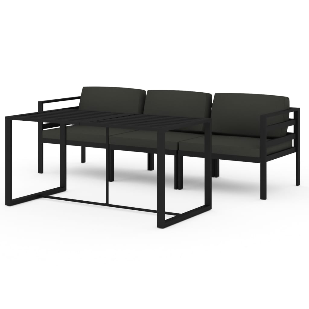 Set mobilier de grădină cu perne, 4 piese, antracit, aluminiu GartenMobel Dekor