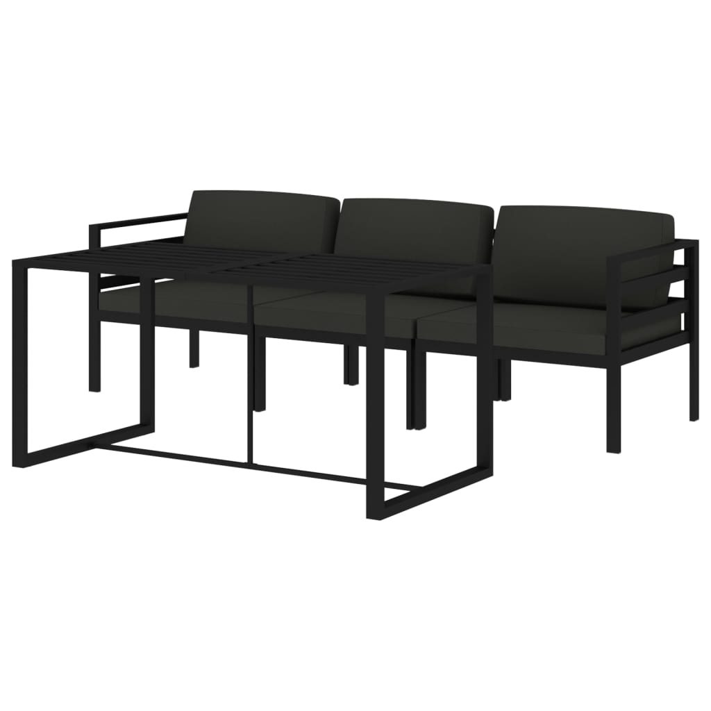 Set mobilier de grădină cu perne, 4 piese, antracit, aluminiu GartenMobel Dekor