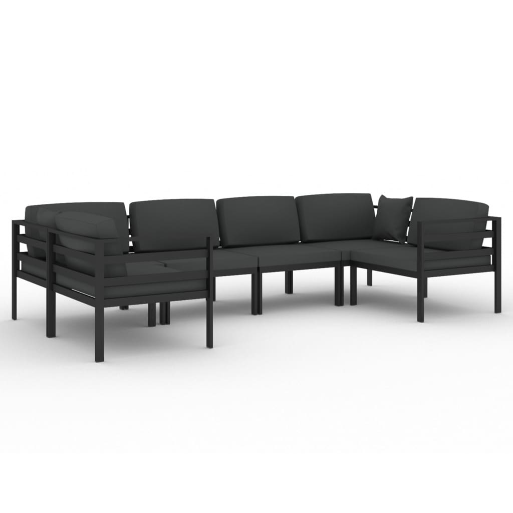 Set mobilier de grădină cu perne, 6 piese, antracit, aluminiu GartenMobel Dekor