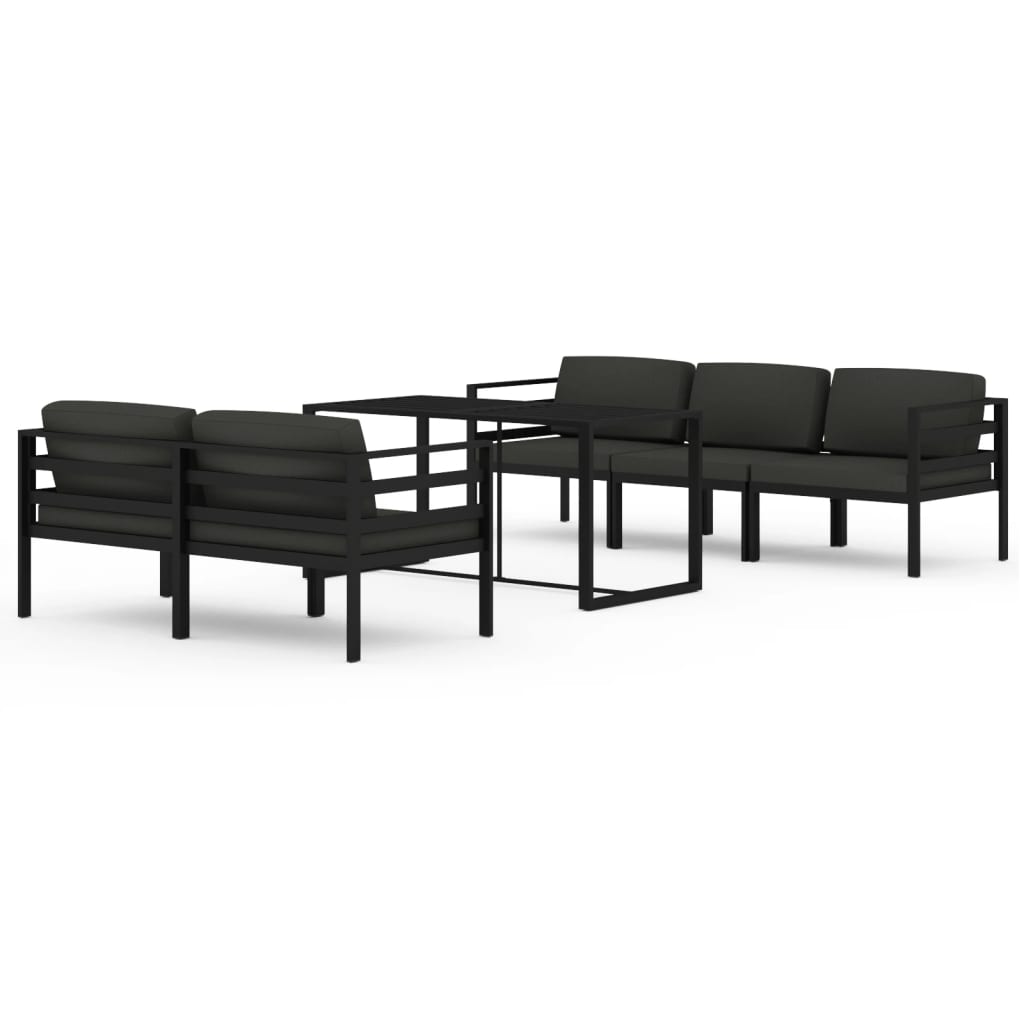 Set mobilier de grădină cu perne, 6 piese, antracit, aluminiu GartenMobel Dekor