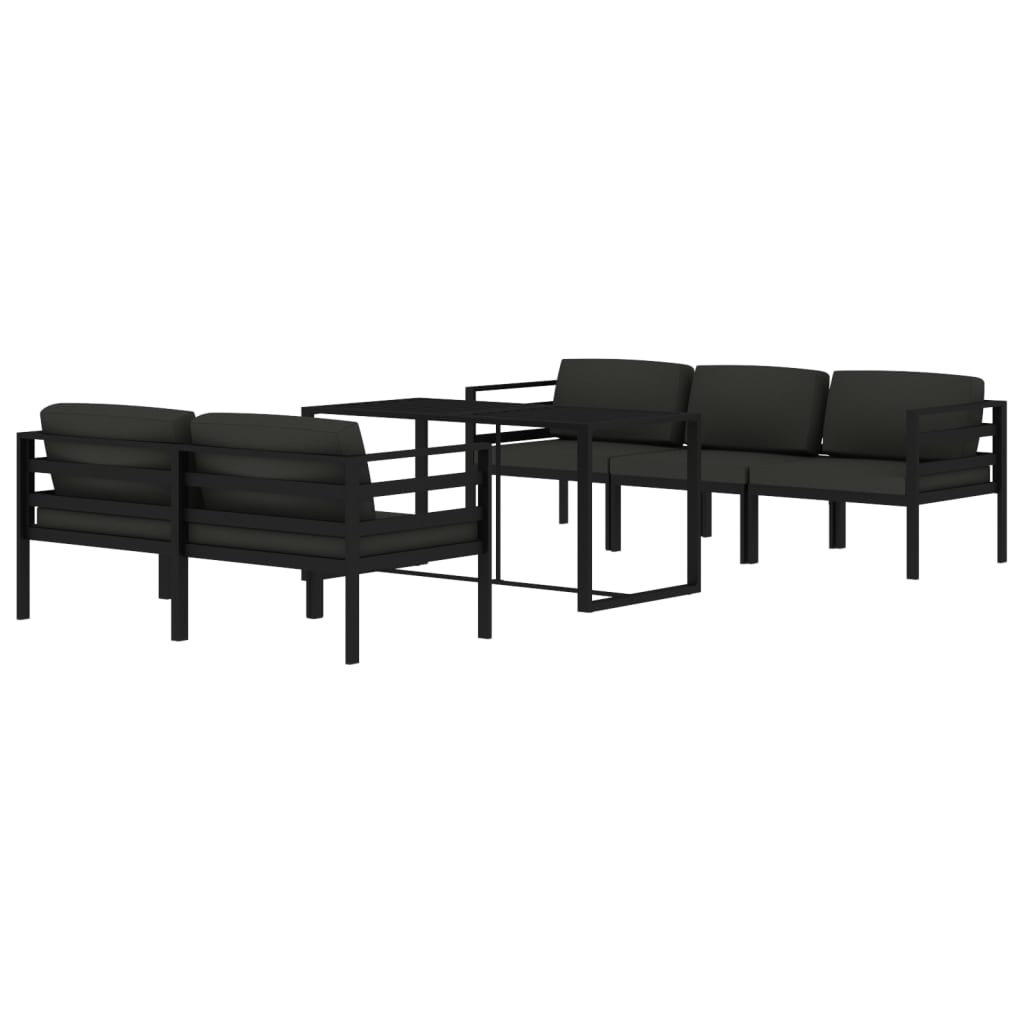 Set mobilier de grădină cu perne, 6 piese, antracit, aluminiu GartenMobel Dekor