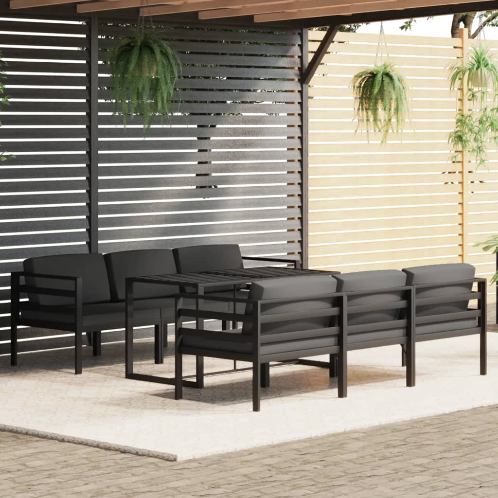 Set mobilier de grădină cu perne, 7 piese, antracit, aluminiu GartenMobel Dekor