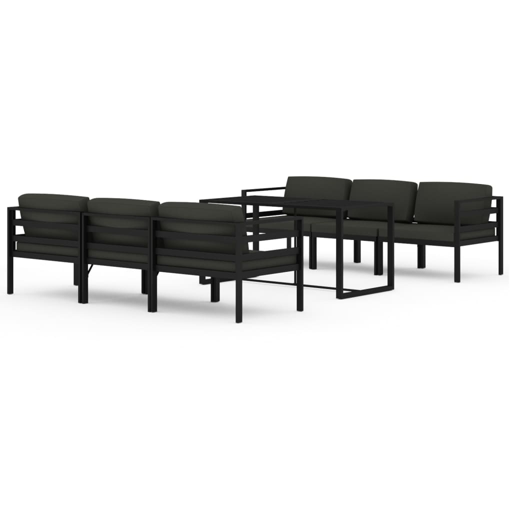 Set mobilier de grădină cu perne, 7 piese, antracit, aluminiu GartenMobel Dekor