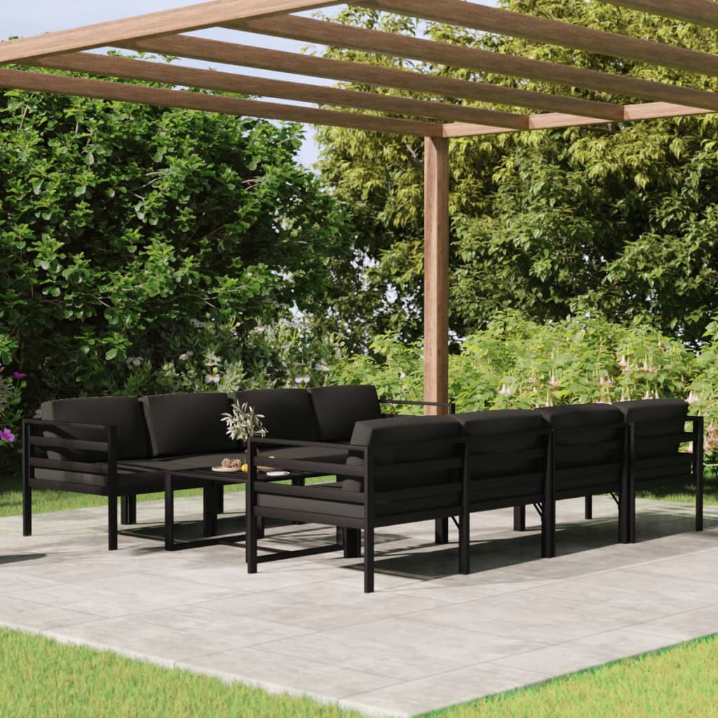 Set mobilier de grădină cu perne, 9 piese, antracit, aluminiu GartenMobel Dekor