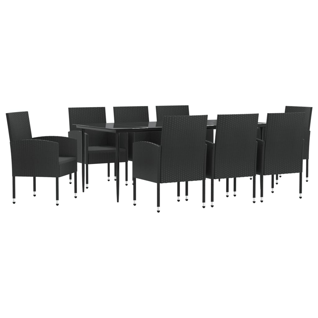 Set mobilier de grădină, 9 piese, negru, poliratan și oțel GartenMobel Dekor