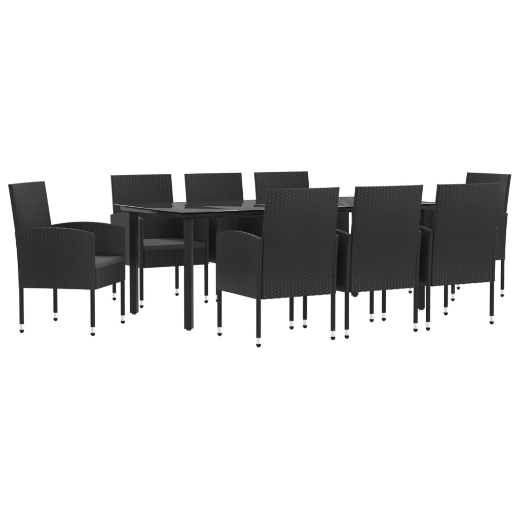Set mobilier de grădină, 9 piese, negru, poliratan și oțel GartenMobel Dekor