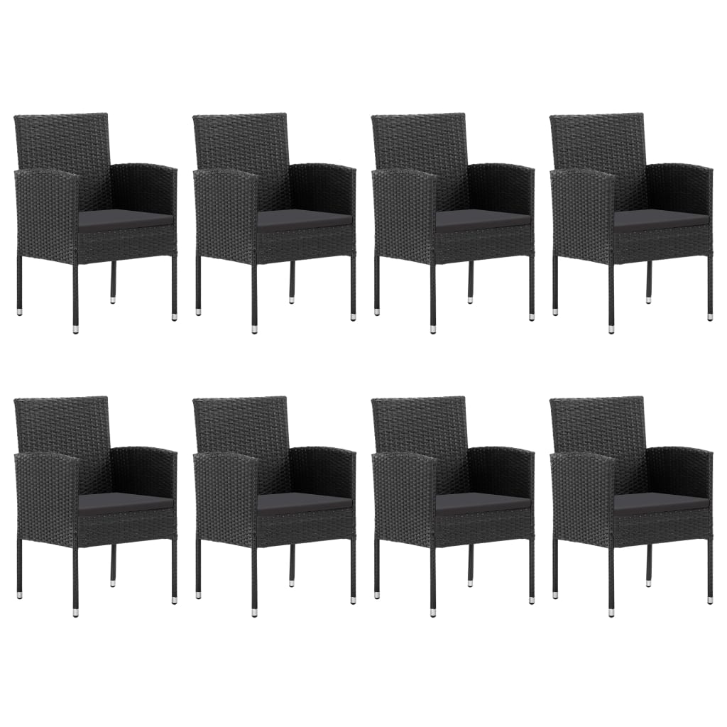 Set mobilier de grădină, 9 piese, negru, poliratan și oțel GartenMobel Dekor